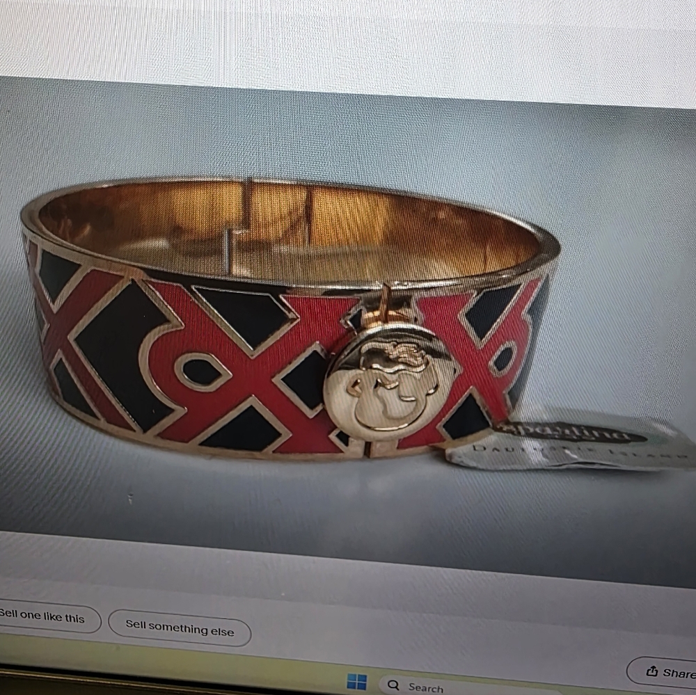 Spartina never worn, Gold Tone Bangle with Red and Black Design